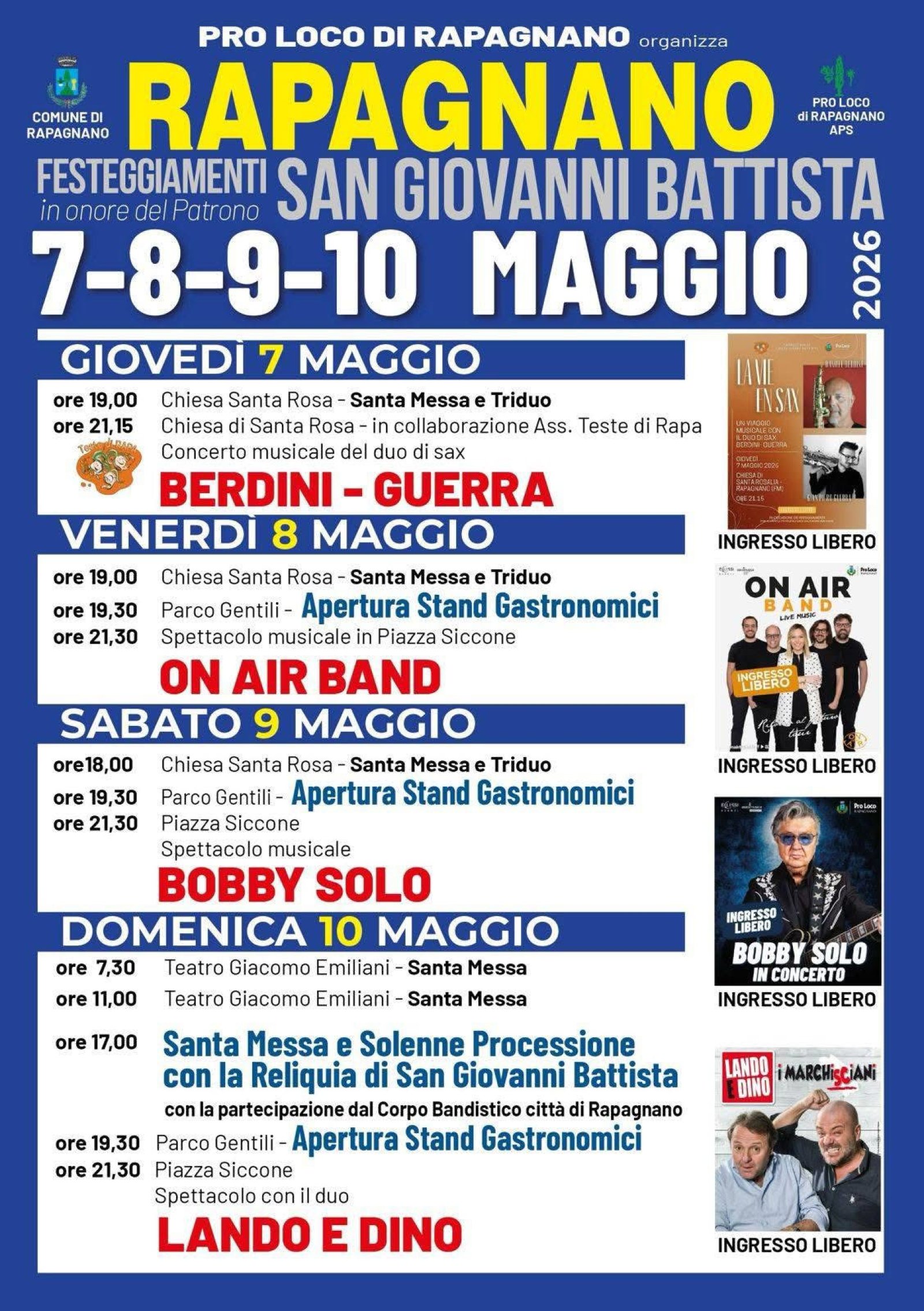 Festeggiamenti In Onore Di San Giovanni Battista Rapagnano Programma