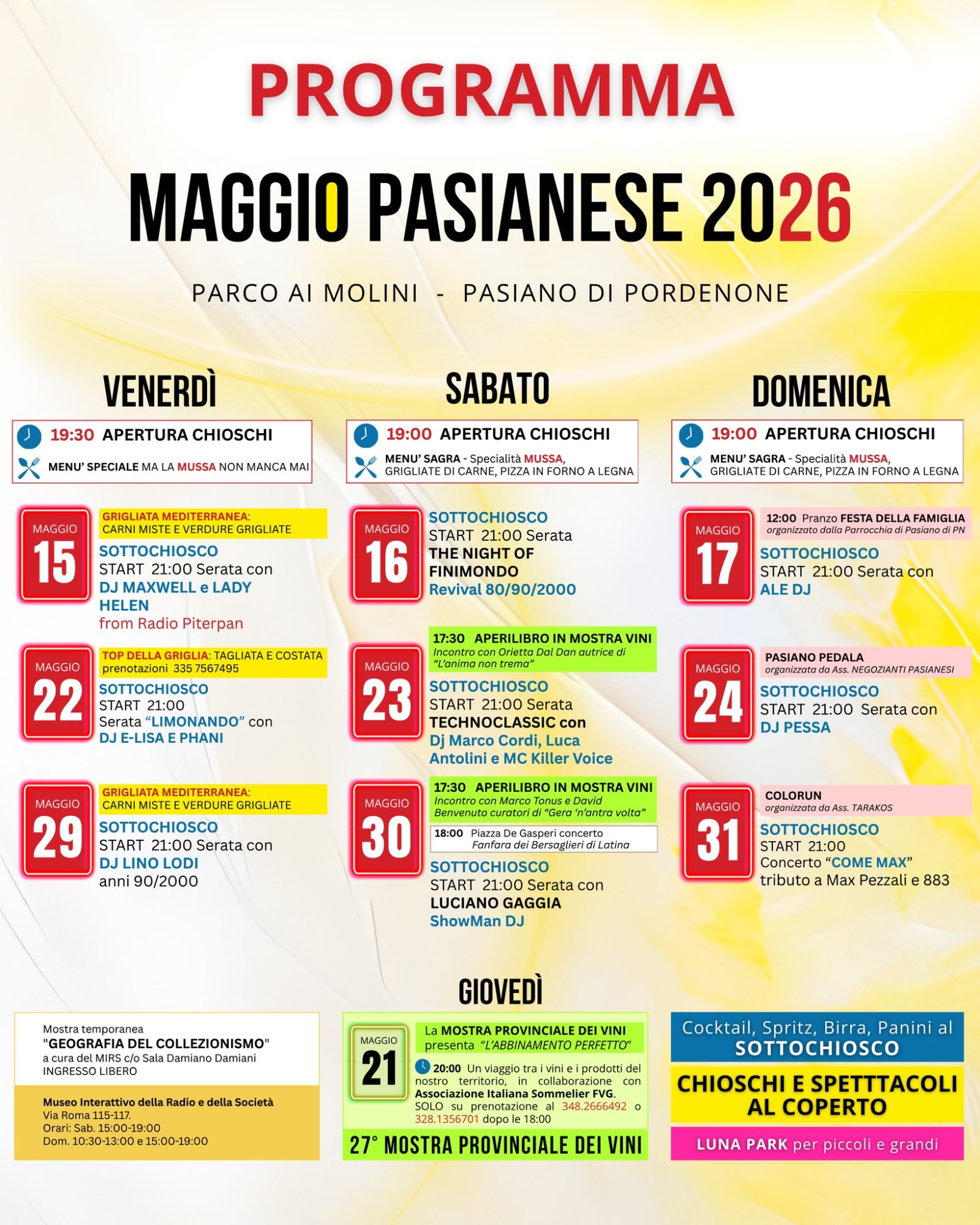 Maggio Pasianese Programma
